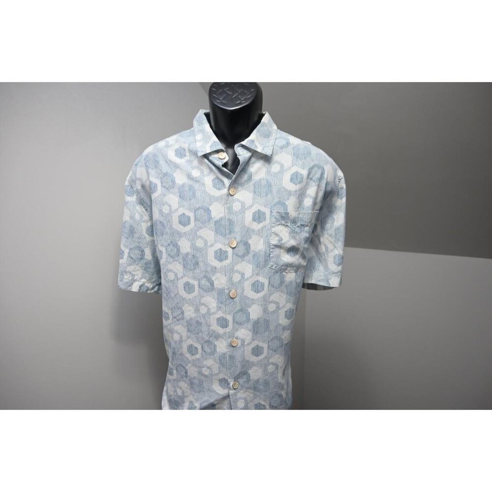 Tommy Bahama Hawaiian Shirt 100% Silk‎ Geometric Short Sleeve Mens Size XL